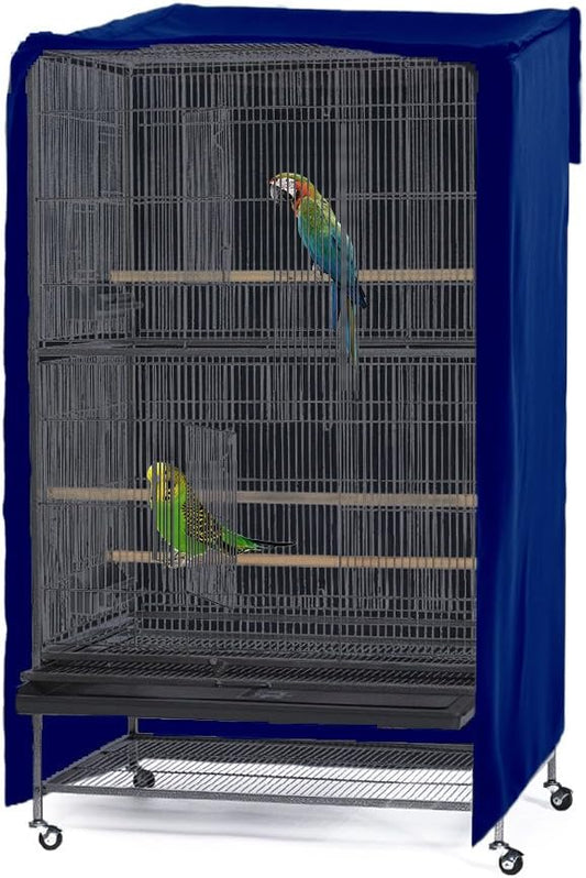 PONY DANCE Pets Product Universal Birdcage Cover Blackout & Breathable Birdcage Cover for Pets' Good Night, Large, Blue, 35 L x 25 W x 47 Inches H