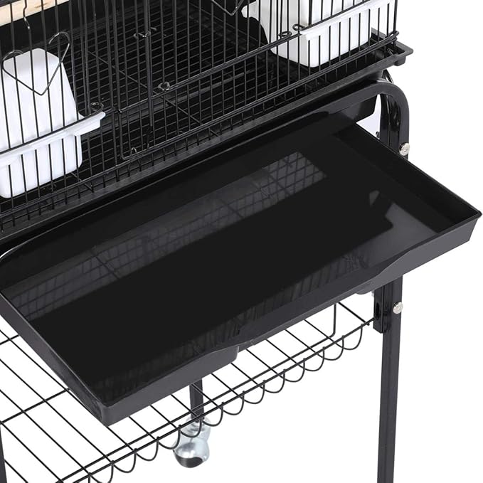 Topeakmart Medium Parakeet Bird Cage for 3 Birds with Wooden Perches and Detachable Stand