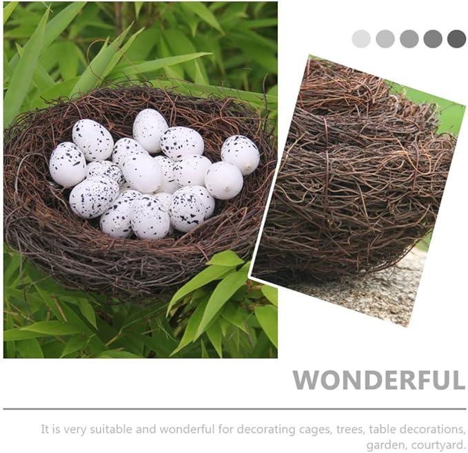 Ipetboom Artificial Bird Nest, 4pcs Imitated Bird Nest Birds Egg Nest Rattan Bird Nest Simulation Twig Bird Nest