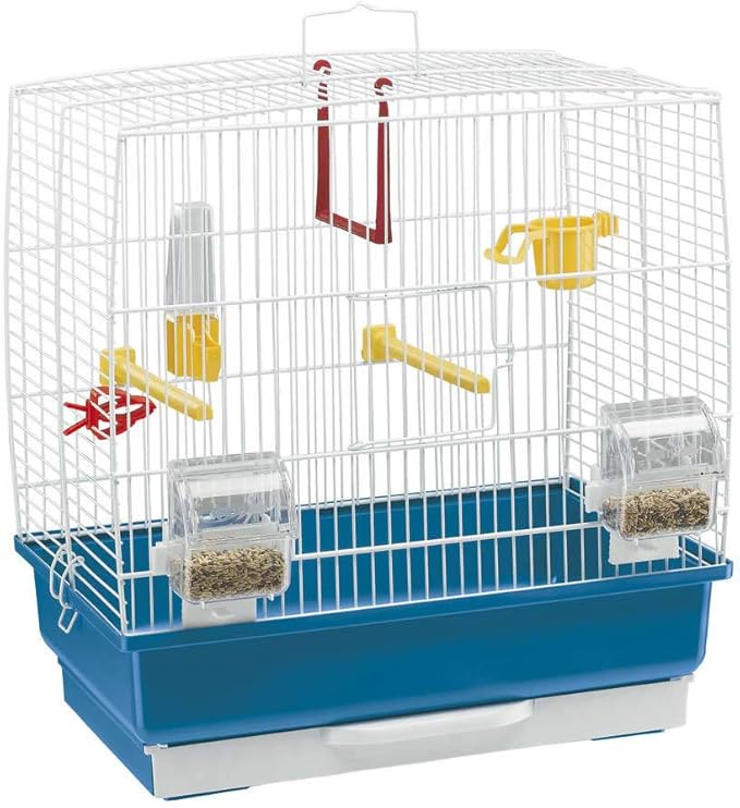 Ferplast Bird Cage Rekord 2 Cage for Birds, Canaries, Budgies, Finches, Metal, Accessories Included Rotating Feeder Perches, 39 x 25 x h 41 cm