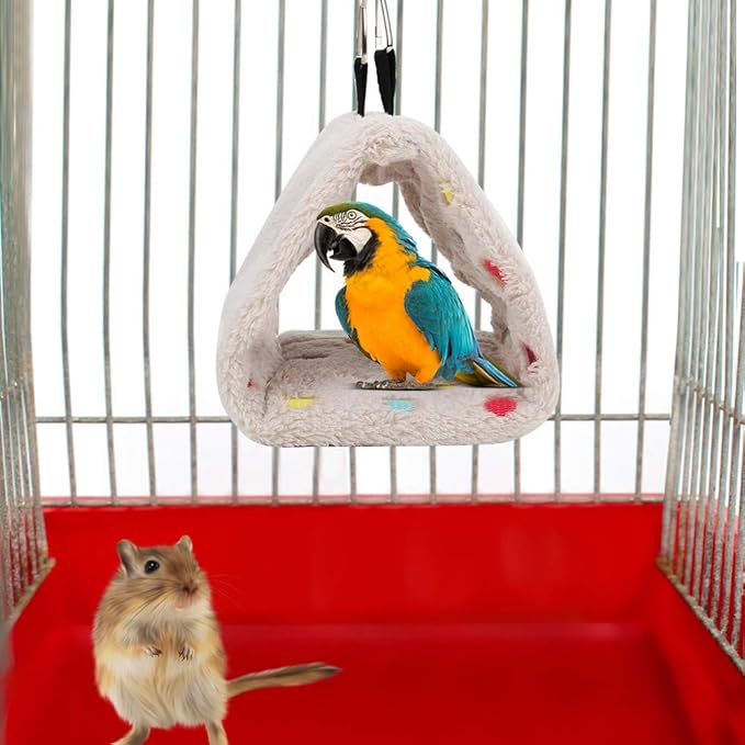 Bird Nest House, Winter Warm Plush Bird House Hammock Hamster Hanging Bed Cave Cage for Budgie Parakeet Cockatiel Conure Sugar Glider(M)