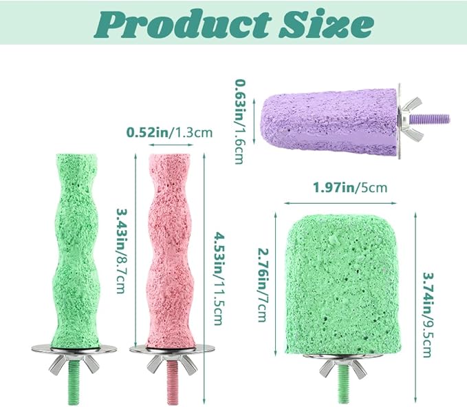 4 PCS Bird Beak Grinding Stone,Parrot Bird Cage Perch Stand Plat Form Foot Claws Trimmer,Parrot Teething Stone Toy for Budgies, Parakeets, Cockatiels, Conures