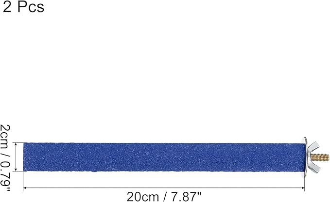 PATIKIL 0.8x7.8 Inch Bird Cage Perch, 2 Pack Parrot Stand Paw Grinding Stick Bird for Parakeet Cockatiel Cage Accessories, Blue