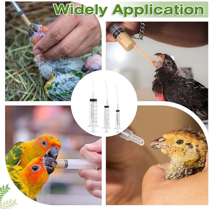 Baby Bird Feeding Syringe Set, Feeding Tubes and Spoon Parrot Small Pet Manual Feeder Measuring Tools， Milk Water,Liquid Food,Reusable (10ml+20ml+60ml)