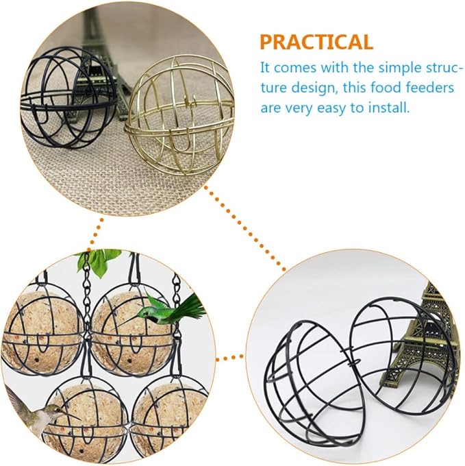 4Pcs Suet Basket Suet Ball Bird Feed Parrot Food Bowl Bird Food Container Cage Accessories for Woodkeeper Parrot Gold