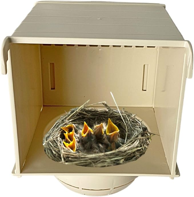 Bird Nest Box Canary External Plastic with Sliding Back Lid, Easy Accessibility and Cleaning, Breeding Nesting Bird Cage for Finches, Exotic Small Birds