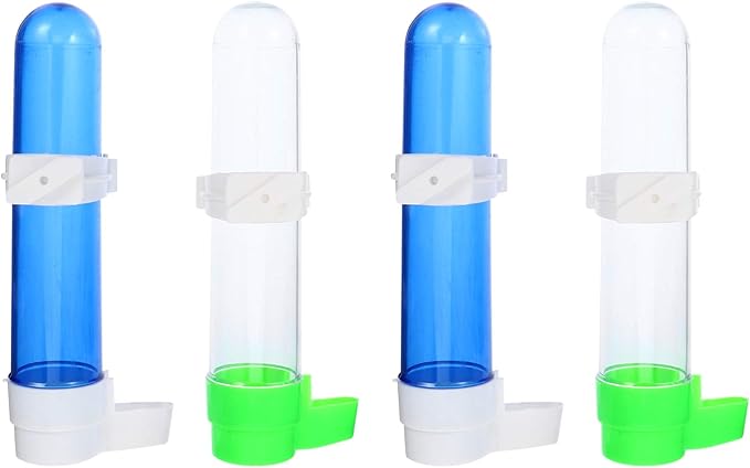 POPETPOP Bird Water Feeder - 4Pcs Bird Water Dispenser Automatic Feeder for Cage Plastic Waterer Cage for Parakeet Budgie Loves Cockatiel