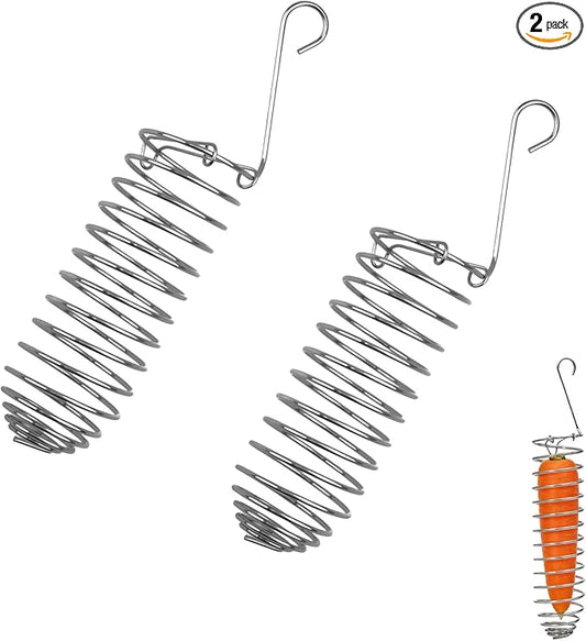 2 Pack Millet Holder for Bird Cage, Stainless Steel Parrot Foraging Toy Feeder, Hanging Spray Millet Treat Holder Bird Fruit Vegetable Basket for Parakeet Cockatiel Conure African Grey Lovebird