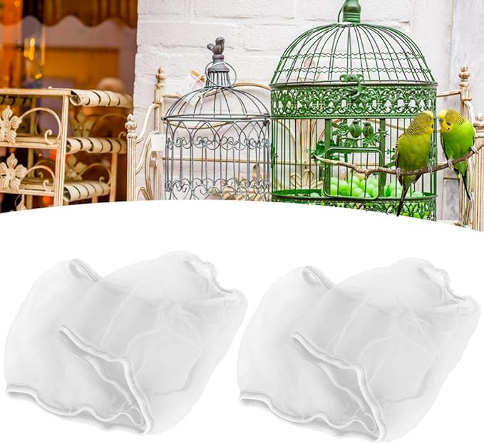 Yosoo 2PCS Bird Cage Cover with Universal Polyester Mesh Seed Catcher, Parrots Cage Accessories for Messy Seed Scatter (S)