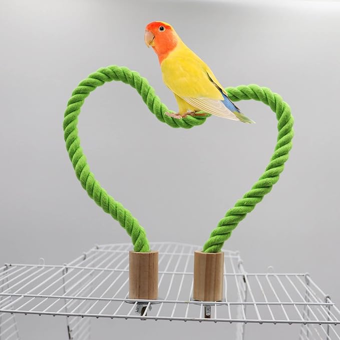 2 Pack Bird Rope Swing Chewing Toy, Hemp Perch Swing, Cage Standing Climbing Pole Accessories for Parrots Budgie Parakeet Cockatiel Cockatoo (39.37 Inches/100 cm)