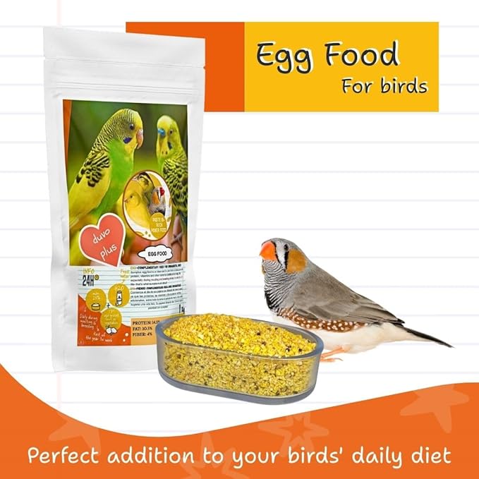 Duvoplus Egg Food for Birds 1Kg - Nutrient-Rich Blend with Added Vitamins & Protein for Supporting Growth, Feather Care, Breeding, Daily Nutrition of Canaries, Finches, Parakeets and Exotic Birds