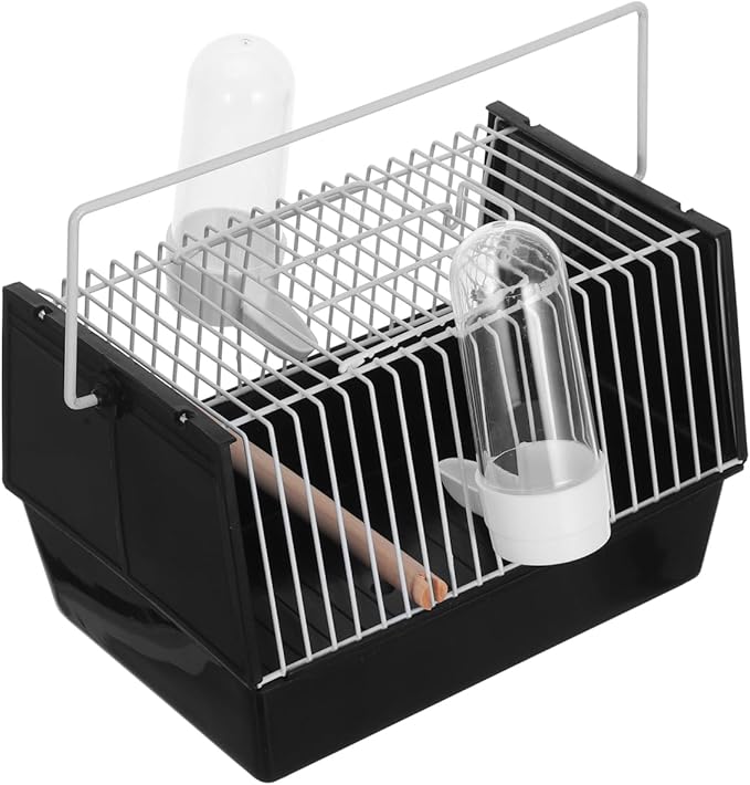 Portable Black Bird Cage for Small Birds and Parrots Handheld Travel Carrier with Handle for Outdoor Use Lightweight and Easy to Store