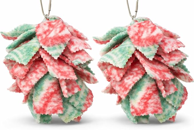 Bonka Bird Toys 1556 Small Fluff Bird Toy – Shreddable Parrot Toy for Budgies, Cockatiels & Small Birds – Colorful Hanging Cage Enrichment Chew Toy (Pack of 2)