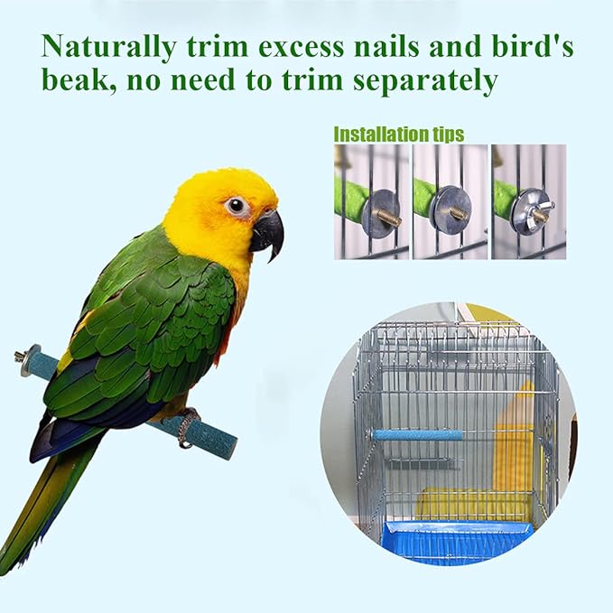 Hamiledyi 5 Pcs Parrot Perch Stand Natural Wood Bird Perch Stand Platform Paw Grinding Sticks Cage Accessories Exercise Toys for Budgies Parakeets Cockatiels Conures Lovebirds