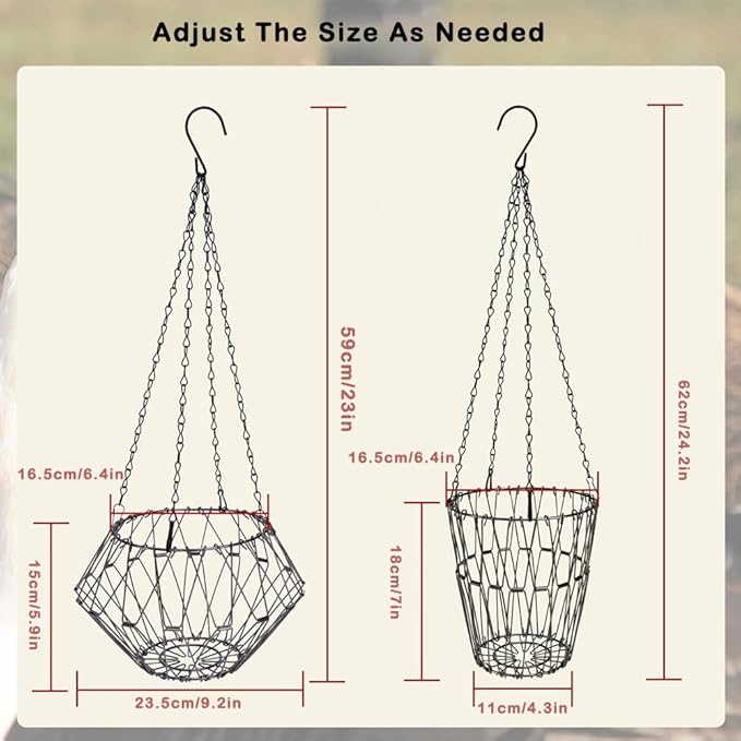 Hanging Bird Feeder Accessories,Foldable Parrot Fruits Vegetables Feeder with 4pcs Adjustable 17inch Hanging Chain,Bird Swing Toys for Parrot Sparrow Oriole,for Courtyard Porch Indoor Outdoor