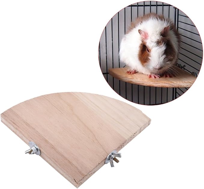 Wooden Bird Perch Platform, Fan Shape Parrot Springboard Stand Cage Accessories for Parakeet Conure Cockatiel Budgie Gerbil Hamster