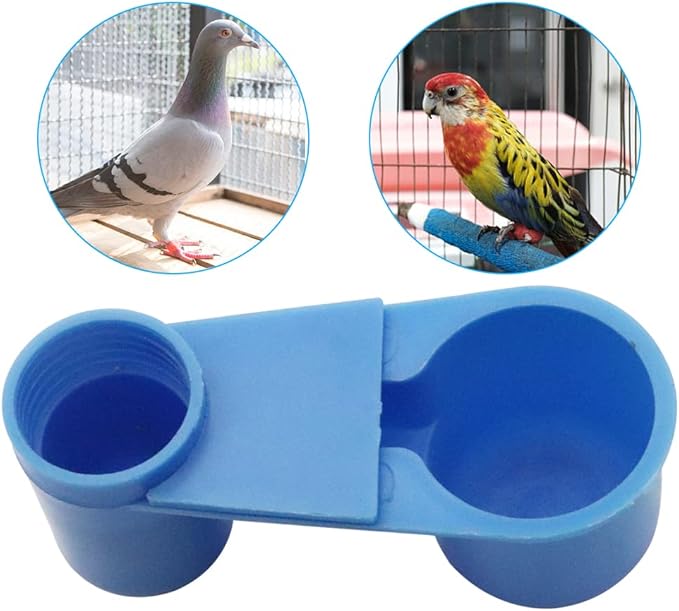 12Pcs Automatic Bird Drinker Feeder Plastic Soda Pop Water Bottle Cup or Pigeons Parrot Chicken Feeder Poultry Cage Cup Supplies (Blue)