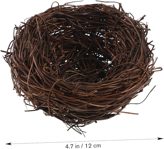 Ipetboom Artificial Bird Nest, 4pcs Imitated Bird Nest Birds Egg Nest Rattan Bird Nest Simulation Twig Bird Nest