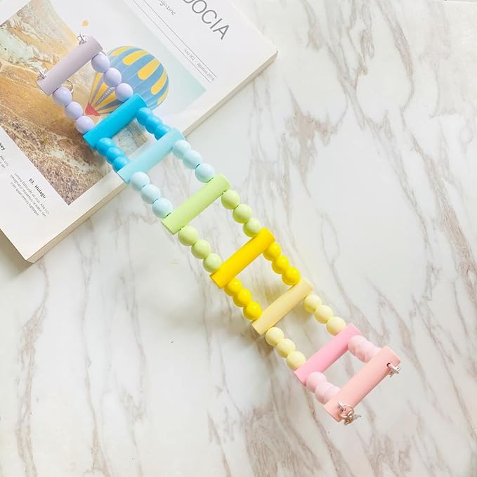 Bird Ladders Swing Chewing Toys Hanging Pet Bird Cage Accessories Hammock Swing Toy for Small Parakeets Cockatiels, Lovebirds, Conures, Macaws, Finches (Medium: 8 Ladders)