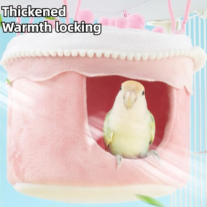 Bird Plush Nest Bed Hanging Soft Warm Hammock for Birds Parrot Parakeet Cockatiel Conure Budgie Finch Lovebirds Quaker Hamster Rat (Yellow)