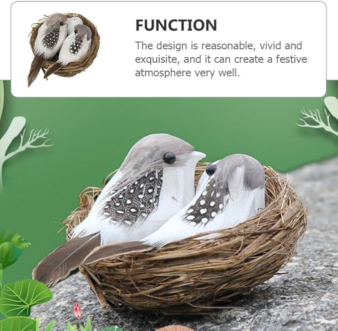 3 Set Artificial Bird Nest with Foam Eggs Simulated Twig Birds Nest Decoration for Easter Garden and Home Ornament