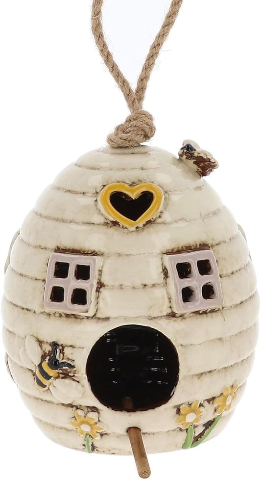 Village Pottery Beehive Cream Bird Feeder