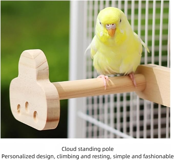 Wooden Playground with 5 Perches for Parrots, Bird Cage Accessories Wooden Playing Gyms Exercise Sturdy for Lovebird Budgie Conure Cockatiel Quaker Caique Small to Medium Parrots