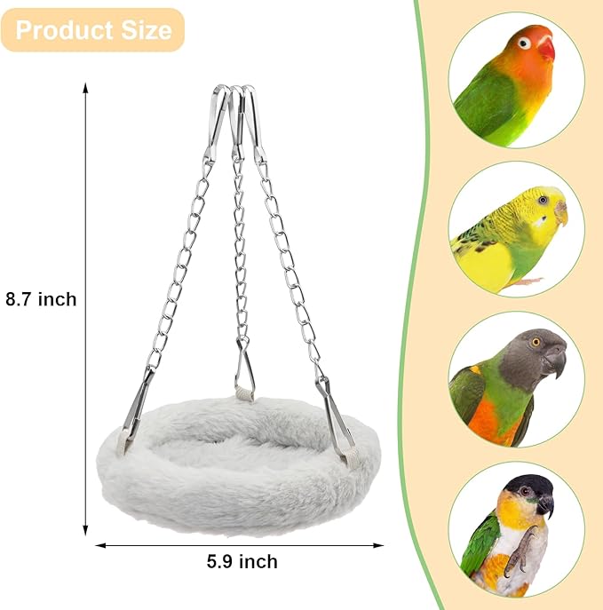 Wontee Bird Nest Bed Parrot Hanging Hammock Swing for Budgies Parakeets Lovebirds Caique Senegal Cockatiels Conures (S)