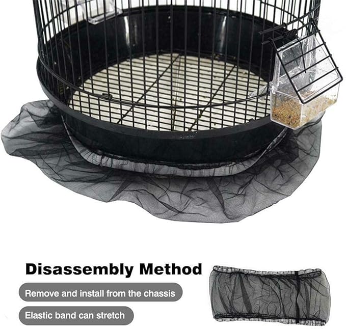 Universal Bird Cage Seed Catcher,Seed Catcher Guard Net Cover,Parrot Nylon Mesh Net Cover,Soft Airy Cage Net Stretchy Skirt for Round Square Cages