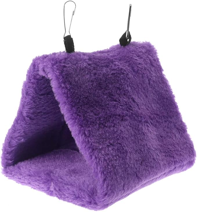 Winter Warm Bird Nest House Hut Hammock for Parrot Budgies Parakeet Cockatiels Cockatoo Conure Lovebird (Medium, Purple)
