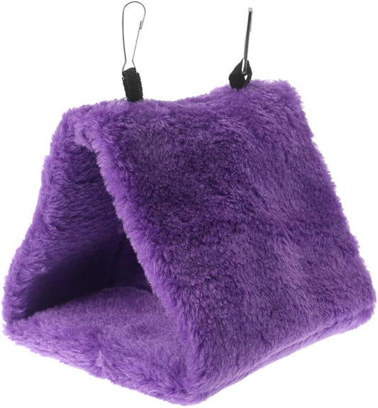 Winter Warm Bird Nest House Hut Hammock for Parrot Budgies Parakeet Cockatiels Cockatoo Conure Lovebird (Medium, Purple)