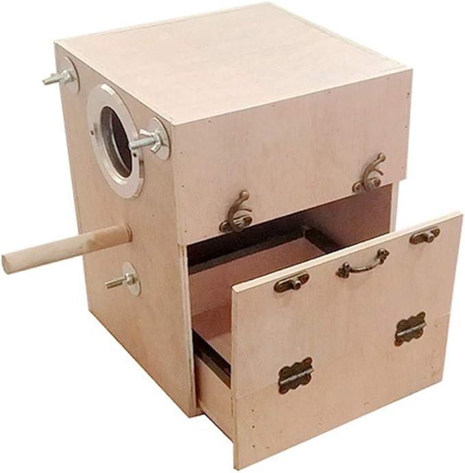 Tfwadmx Bird Wood Breeding Box Lovebirds Nesting Station House Aviary Cage Clear View Window for Parakeet Cockatiel Peony Finch Conure Budgie Parrots Tits Finches and Other Wild Birds