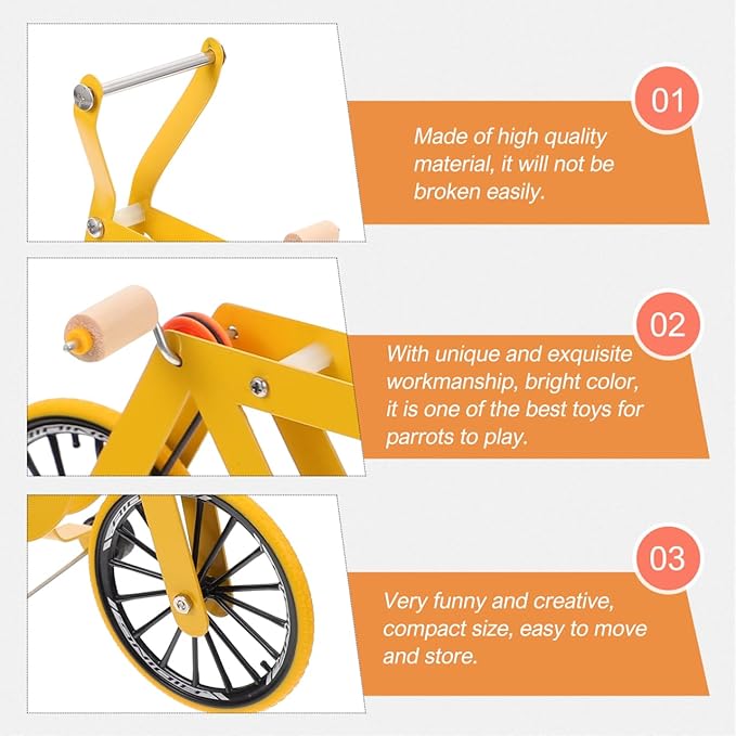 Toddmomy Parrot Bike Toy 7.87 Inch Interactive Bird Training Toy for Parakeets Conures Cockatiels Educational Intelligence Development and Physical Exercise