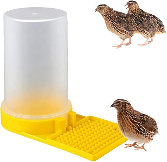 Large Capacity Quail Water Feeder, Quail Feeder, Baby Bird Button Quail Yellow Water Feeder, for Cage, Baby Chick Waterer, Ideal Feeders for Baby Bird