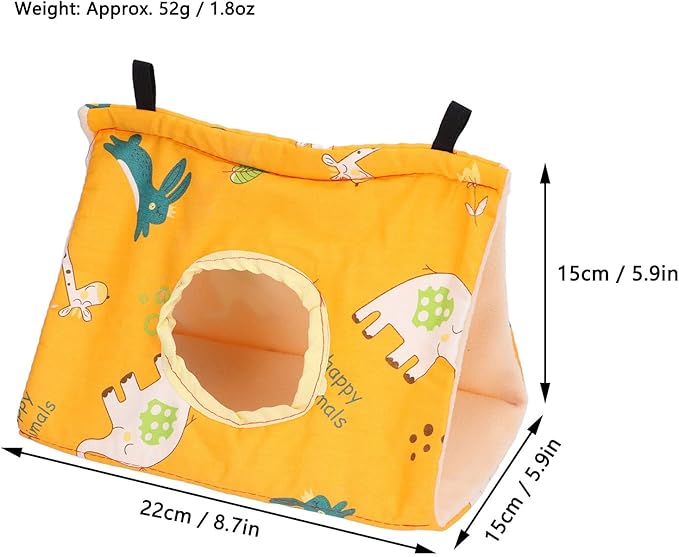 Bird Nest Snuggle Hut with 2 Hooks - Flannel Hanging Bed Tent for Parrots, Hamsters, Squirrels, Chinchillas | Soft Cave House for Small Pets (8.7"x5.9"x5.9")