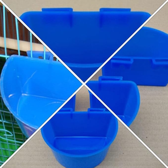 POPETPOP Thick Plastic Pigeon Feeder Water Bowl with Hook Semicircle Design Lightweight Easy Clean 4.33 Inch Cage Hanging Food Cup