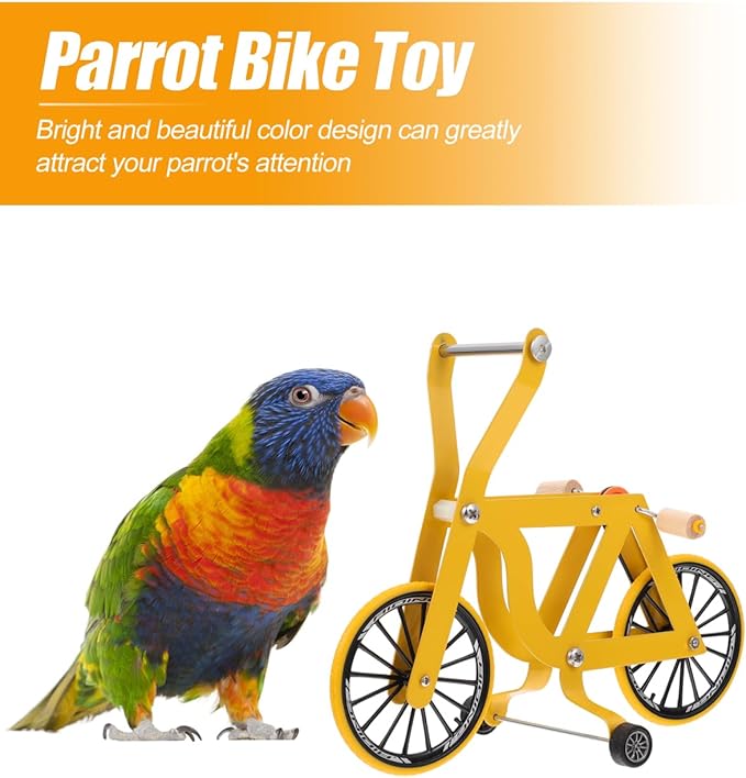 Toddmomy Parrot Bike Toy 7.87 Inch Interactive Bird Training Toy for Parakeets Conures Cockatiels Educational Intelligence Development and Physical Exercise