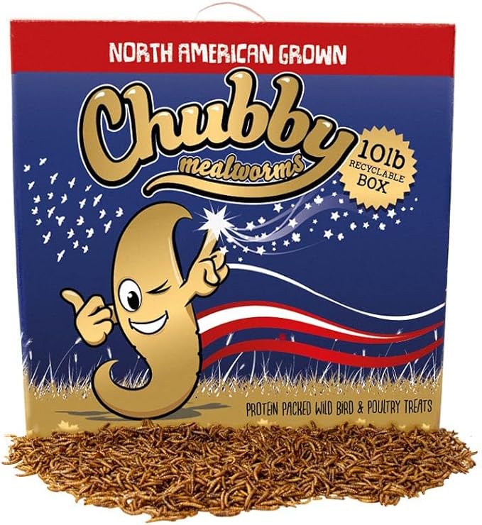 Chubby North American Grown Dried Mealworms | 10?lbs | Non-GMO High-Protein Treats for Chickens, Ducks & Wild Birds – Sustainable Chicken Feed