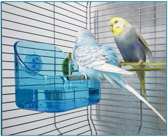 Bird Bathtub, Crystal Pet Bird Bath Box, Bird Cage Parrot Bathing Tub, Bird Cage Accessory Bathing Tub Bath for Small Birds Parakeet Canary Budgerigar Lovebirds