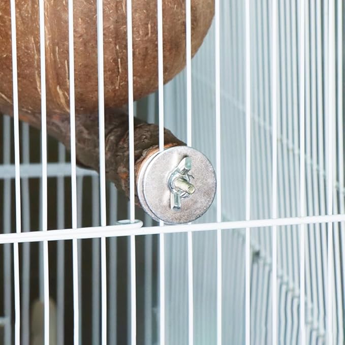 VTurboWay Natural Coconut Shell Bird Nest with Coconut Mat Breeding House Hut Cage with Perch Bell Home for Small Bird Parrot Cockatiel Conure Lovebird Canary Finch