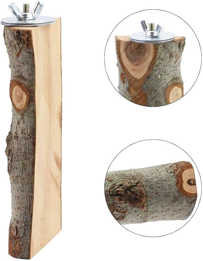 4 Pack Natural Wood Bird Perch Parrot Stand Branches Fork Toys,Pet Bird Cage Wooden Hanging Perch Platform Hammock Swing Toy for Small Parakeets,Budgies,Cockatiels,Conures,Finches