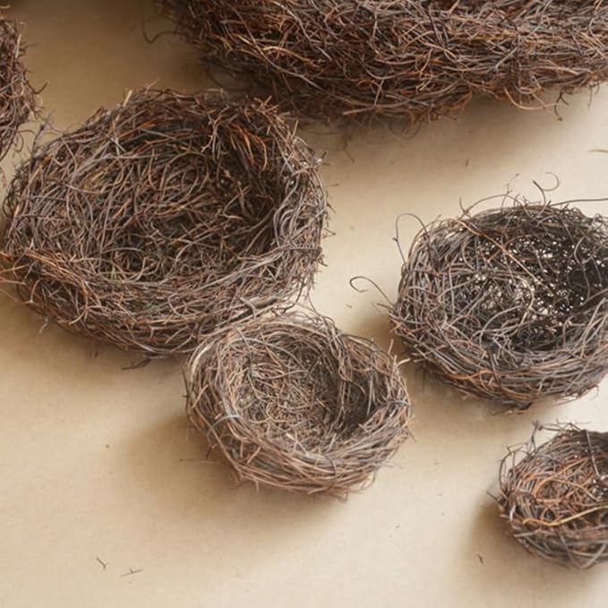 Bird Nest Rattan Nest Craft for Home and Garden Decoration 6Pcs Coffee Color Perfect for Easter and Rustic Decor