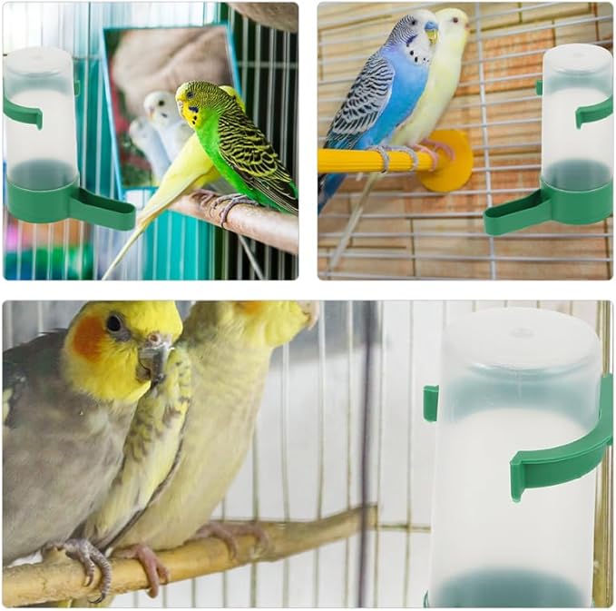 Kisangel Spillproof Bird Water Dispenser for Cage 3.34X2.75X1.57 Inch Automatic Parrot and Small Bird Waterer 12Pcs Set Easy to Clean Drinkers for Parakeet Pigeon