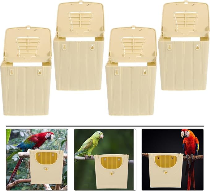 Ipetboom 4Pcs Bird Nest Breeding Box, Nesting Boxes Bird Parakeet Nest Parrot Finch Nest Breeding Parakeet Nesting Nest House for Supplies, 5.11x3.93inches