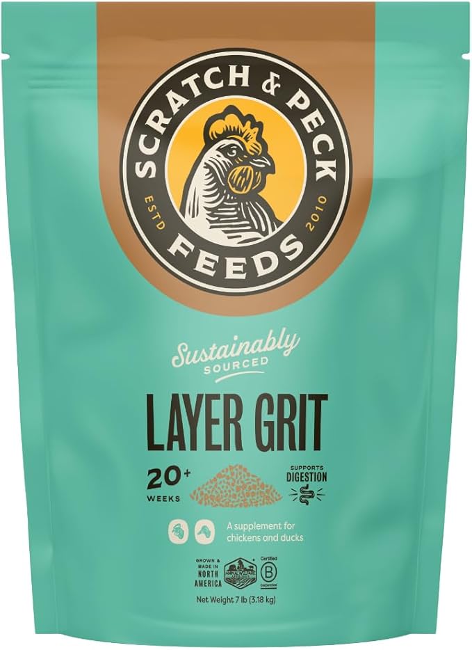 Scratch and Peck Layer Grit Supplement for Chickens and Ducks - 7 lbs Bag - Essential for Gizzard and Digestive Health - Sustainably Sourced