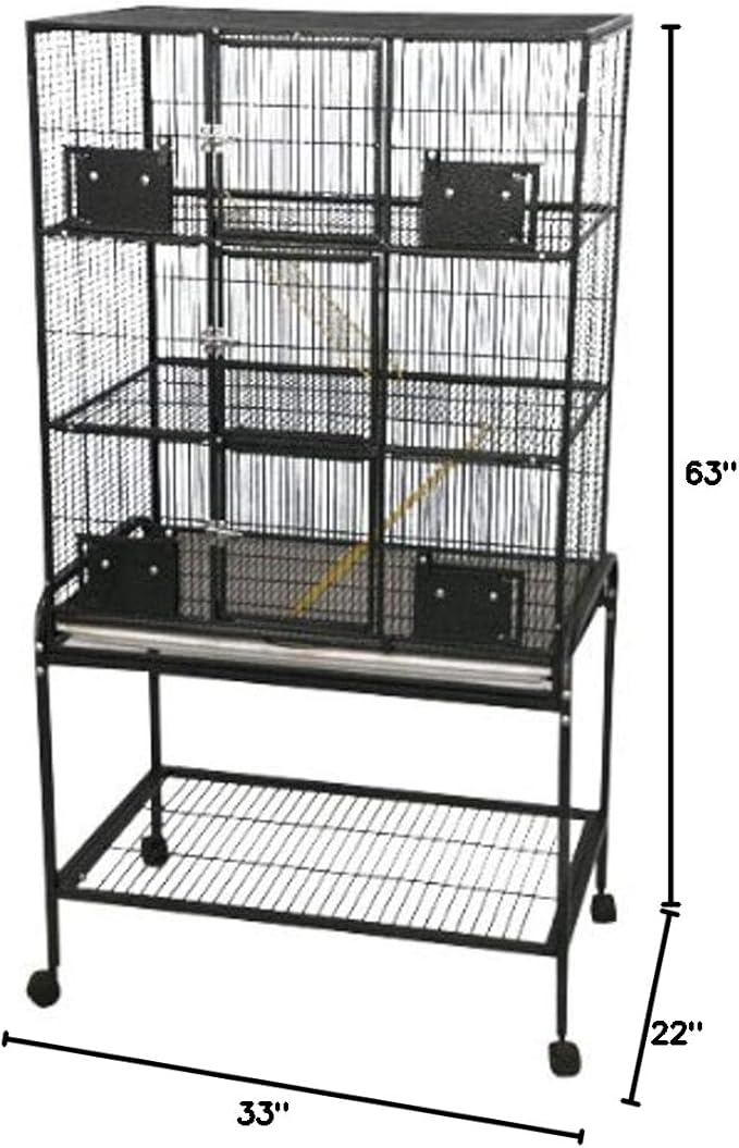 A&E Cage Co. 3 Level Small Animal Cage with Removable Base, 32"x21", Black