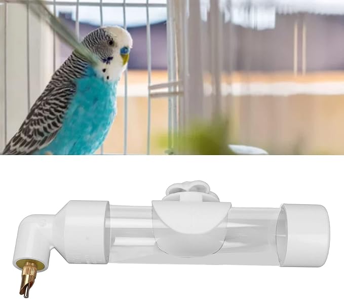 Parrot Automatic Drinking Device - Acrylic Bird Water Bottle for Small to Large Parrots - Safe, Leakproof, Easy to Install - Pet Bird Water Feeder - 220ml Capacity (White)