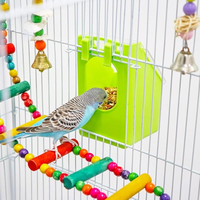4 Pcs Pigeon Plastic Feeder, Quail Bird Food Feeding Hanging Box for Parrot Pigeon Bird Cage Poultry (One Hole)
