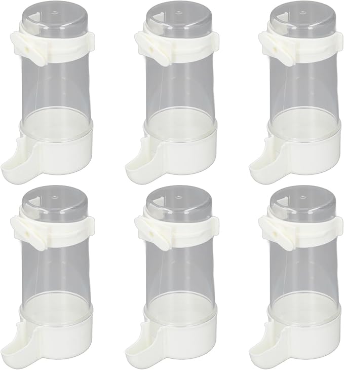 Pet Bird Hanging Water Feeder, 6Pcs EcoFriendly Automatic Bird Cage Water Feeder for Finches (200ml)