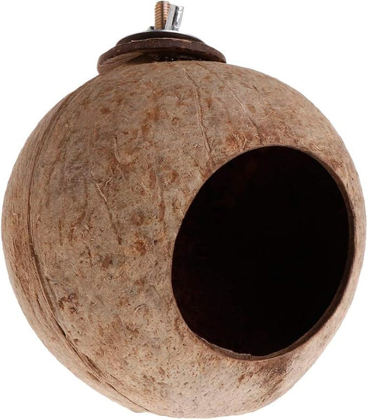 MOMU Parrot Nest Natural Coconut Shell House Cage Feeder Parakeet Birds Squirrel Hamster Toys Pet Breed Decoration Supplies Pendant